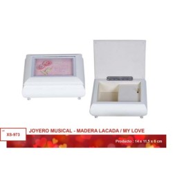 JOYERO MUSICAL LACA BLANCO -MY LOVE- 6 x 11,5 x 14 cm