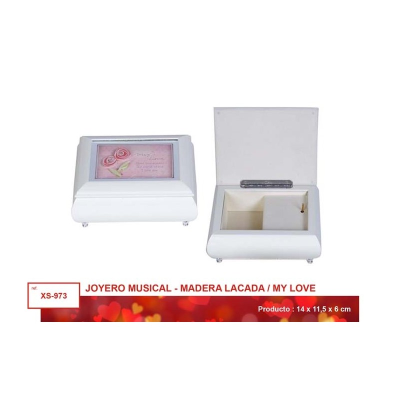JOYERO MUSICAL LACA BLANCO -MY LOVE- 6 x 11,5 x 14 cm JOYERO MUSICAL LACA BLANCO -MY LOVE- 6 x 11,5 x 14 cm