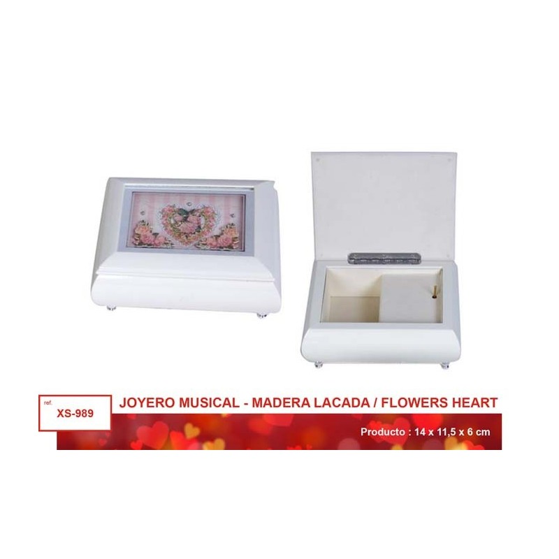 JOYERO MUSICAL LACA BLANCO HEART OF FLOWERS- 6 x 11,5 x 14 cm JOYERO MUSICAL LACA BLANCO HEART OF FLOWERS- 6 x 11,5 x 14 cm