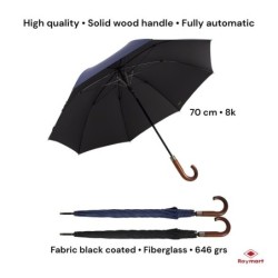 PARAGUAS LUXE MANGO MADERA CLASICO 2 COLORES 120 x 98 cm.
