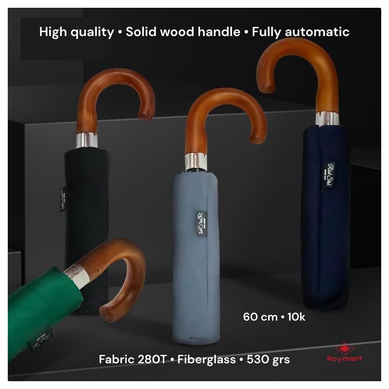 PARAGUAS AUTOMATIC PLEGABLE MANGO MADERA 3 COL. 68 cm x 106 cm. PARAGUAS AUTOMATIC PLEGABLE MANGO MADERA 3 COL. 68 cm x 106 cm.