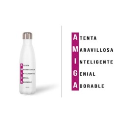 BOTELLA ACERO INOX 500 ML. AMIGA 7 cm. x 3,50 cm. x 26,50 cm.