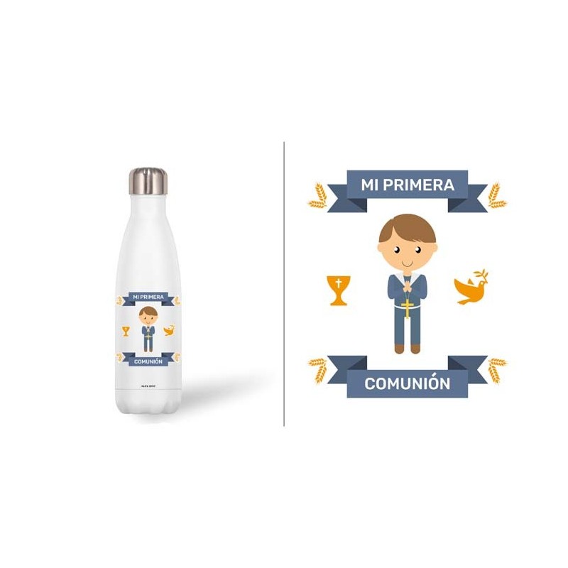 BOTELLA ACERO INOX 500 ML. COMUNION NIÑO 7 cm. x 3,50 cm. x 26,50 cm. BOTELLA ACERO INOX 500 ML. COMUNION NIÑO 7 cm. x 3,50 cm. x 26,50 cm.