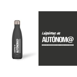 BOTELLA ACERO INOX NEGRA 500 ML.LAGRIMAS AUTONOM@ 7 x 3,50 x 26,50 cm.