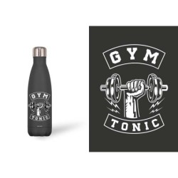BOTELLA ACERO INOX NEGRA 500 ML.GYM TONIC 7 x 3,50 x 26,50 cm.