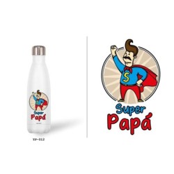 BOTELLA ACERO INOX 500 ML. SUPER PAPA 7 x 3,50 x 26,50 cm.