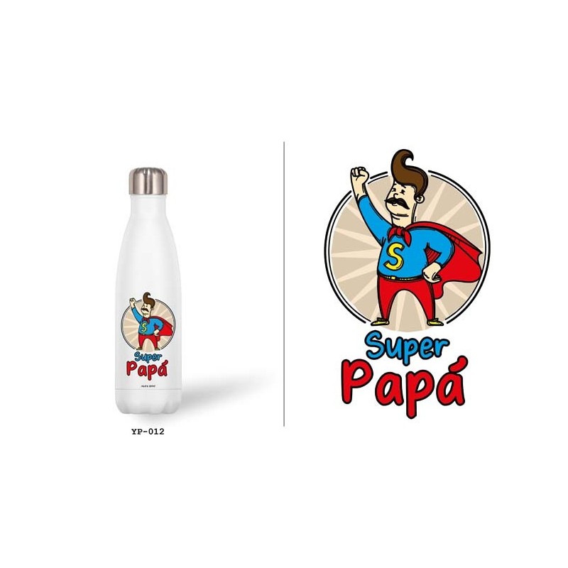 BOTELLA ACERO INOX 500 ML. SUPER PAPA 7 x 3,50 x 26,50 cm. BOTELLA ACERO INOX 500 ML. SUPER PAPA 7 x 3,50 x 26,50 cm.