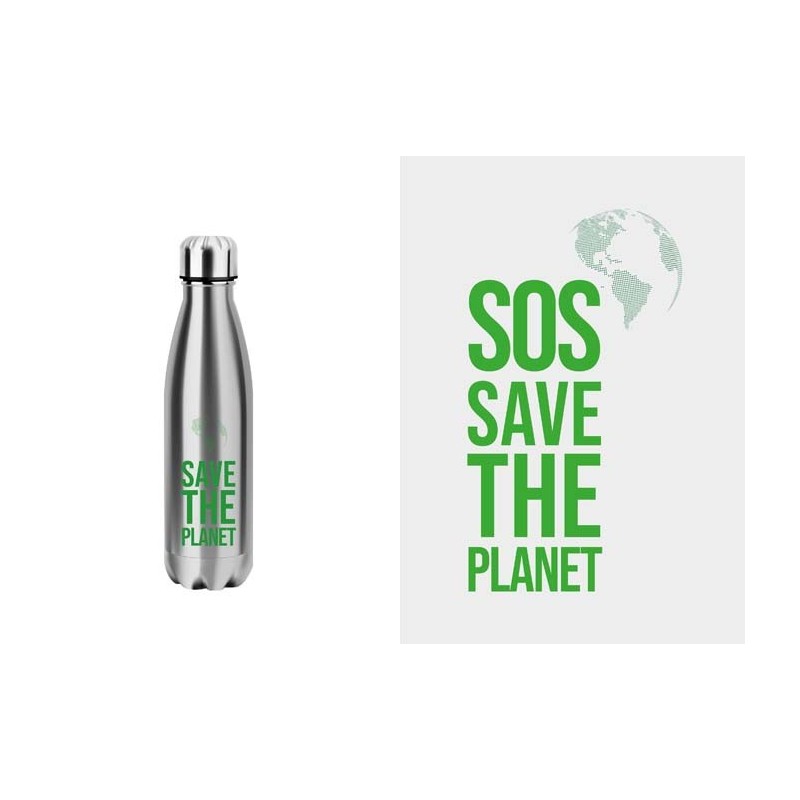 BOTELLA ACERO INOX SILVER 500 ML. SOS...THE PLANET 7 x 3,50 x 26,50 cm. BOTELLA ACERO INOX SILVER 500 ML. SOS...THE PLANET 7 x 3,50 x 26,50 cm.