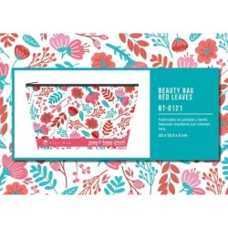NECESER PORTATODO RED LEAVES 21 x 13,50 x 4.50 cm.