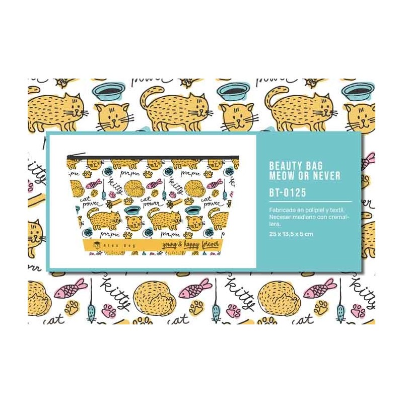 NECESER PORTATODO MEOW OR NEVER 21 x 13,50 x 4.50 cm. NECESER PORTATODO MEOW OR NEVER 21 x 13,50 x 4.50 cm.