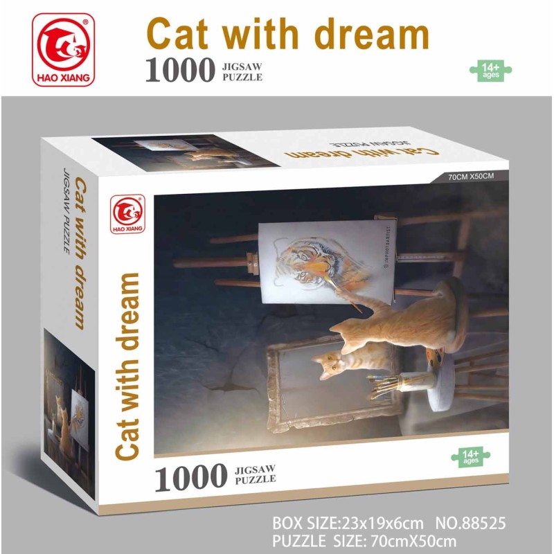 PUZZLE 1000 PIEZAS CAT WITH DREAM 23 x 19 x 6 cm. PUZZLE 1000 PIEZAS CAT WITH DREAM 23 x 19 x 6 cm.