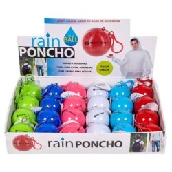 EXP.24 BOLAS LLAVERO CON PONCHOS,3 COLORES Expositor: 38 x 27 x 24,5 Llaver: 6 cm diametro