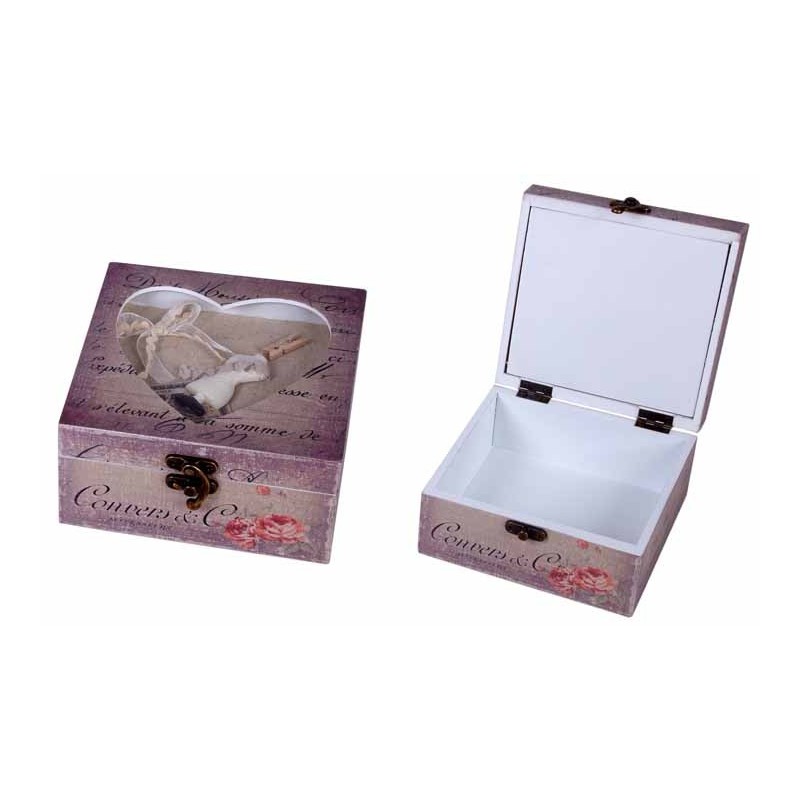 CAJA MADERA DECORADA CON ADORNOS COSTURA PEQUEÑA 15 x 7,5 x 15 cm CAJA MADERA DECORADA CON ADORNOS COSTURA PEQUEÑA 15 x 7,5 x 15 cm