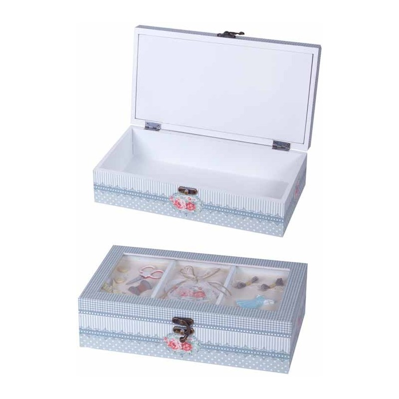 CAJA MADERA DECORADA CON ADORNOS COSTURA LARGA 8 x 15 x 27 cm CAJA MADERA DECORADA CON ADORNOS COSTURA LARGA 8 x 15 x 27 cm