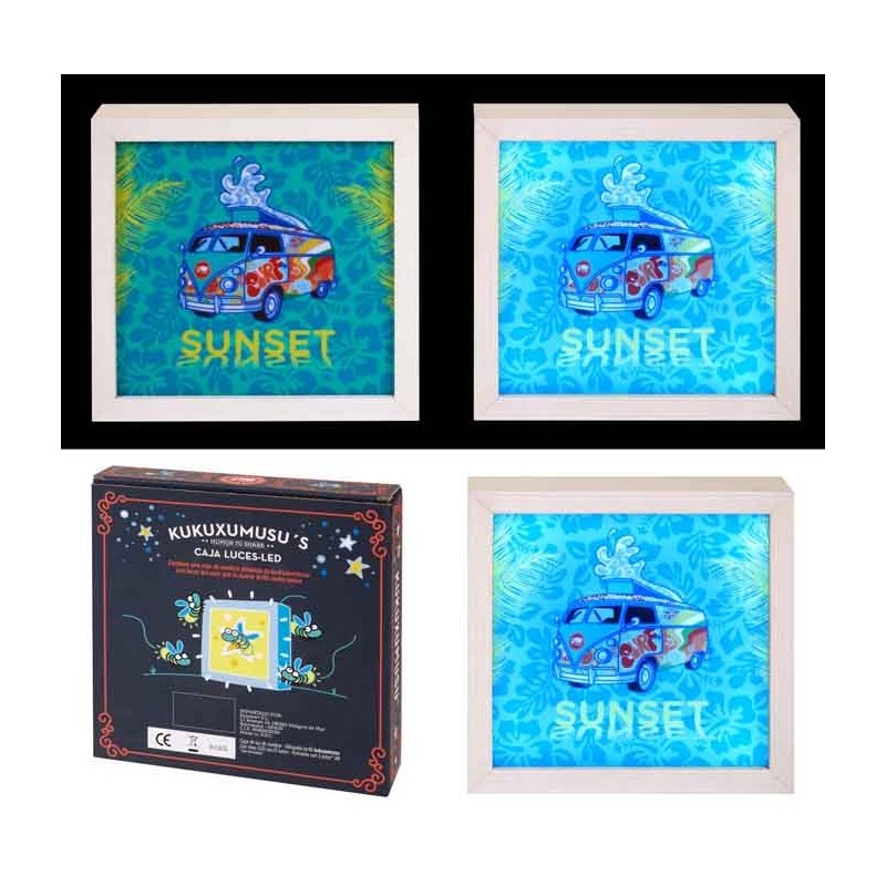 CAJA DE LUZ KUKUXUMUXU SUNSET HOLIDAYS 20 x 20 x 4 cm. CAJA DE LUZ KUKUXUMUXU SUNSET HOLIDAYS 20 x 20 x 4 cm.