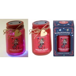 TARRO CON LUZ KUKUXUMUXU PERROFLAUTEO Caja: 8,5 x 8,5 x 14,5 cm Tarro: 8 x 8 x 14 cm