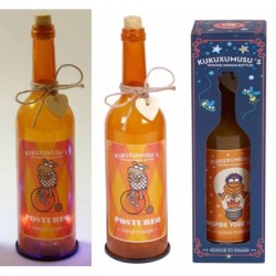 BOTELLA CON LUZ KUKUXUMUXU POSTUREO 29,5 x 8 x 8 cm.