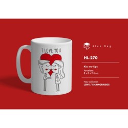MUG ENAMORADOS I LOVE YOU 8 x 8 x 9,5 cm.
