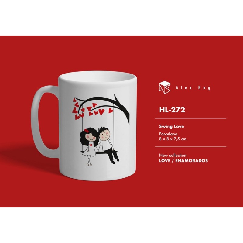 MUG ENAMORADOS LOVE ON SWING 8 x 8 x 9,5 cm. MUG ENAMORADOS LOVE ON SWING 8 x 8 x 9,5 cm.