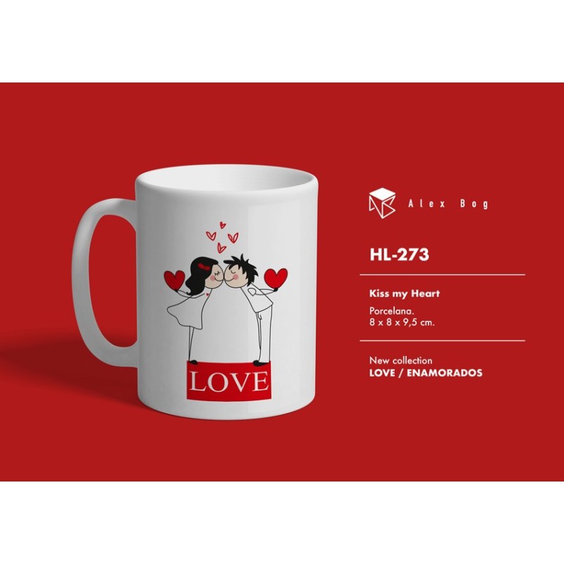 MUG ENAMORADOS LOVE WITH KISS 8 x 8 x 9,5 cm. MUG ENAMORADOS LOVE WITH KISS 8 x 8 x 9,5 cm.