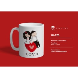 MUG ENAMORADOS LOVE ABOVE HEART 8 x 8 x 9,5 cm.