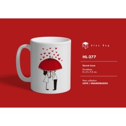 MUG ENAMORADOS LOVE BELOW UMBRELLA 8 x 8 x 9,5 cm.