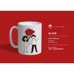 MUG ENAMORADOS LOVE WITH BALLOONS 8 x 8 x 9,5 cm.
