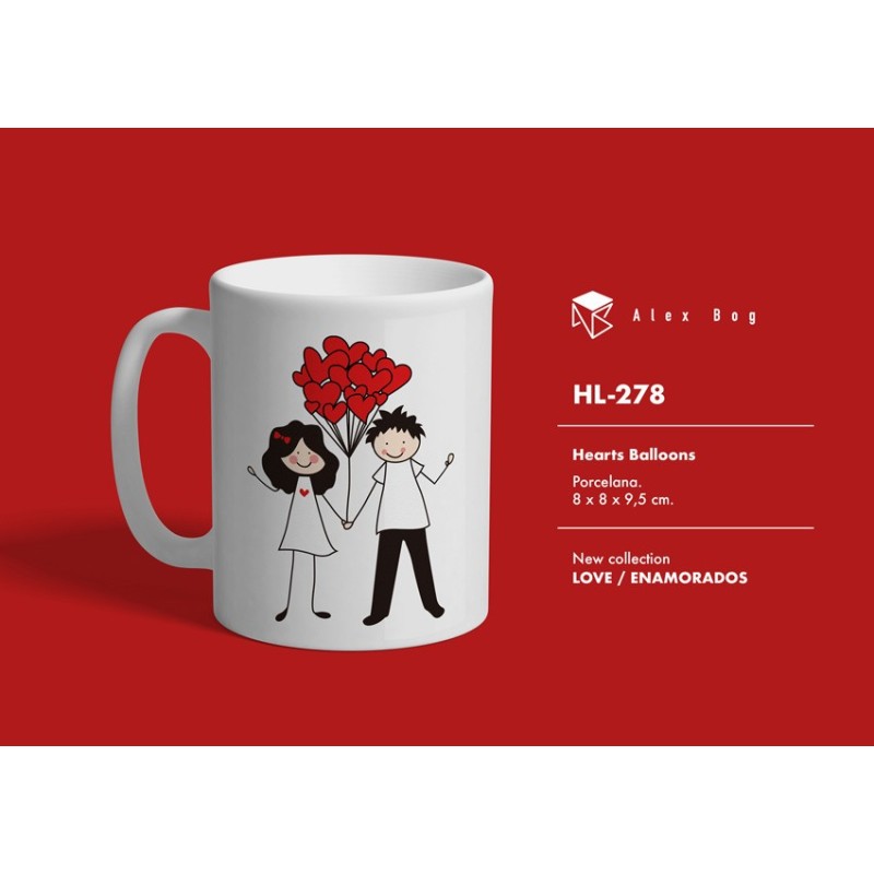 MUG ENAMORADOS LOVE WITH BALLOONS 8 x 8 x 9,5 cm. MUG ENAMORADOS LOVE WITH BALLOONS 8 x 8 x 9,5 cm.