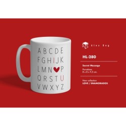 MUG ENAMORADOS ALPHABET OF LOVE 8 x 8 x 9,5 cm.