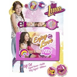 SET RELOJ DIGITAL Y BILLETERA SOY LUNA Cartera: 12 x 8 x 2 cm Reloj: 22 cm