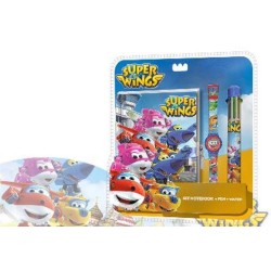 SET RELOJ DIGITAL,BOLI Y LIBRETA SUPER WINGS 29 x 27 x 2,5 cm