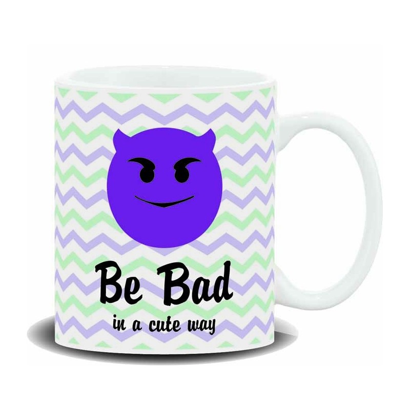 MUG CON MENSAJE EMOTICON,BE BAD.... SIMPATICO.... 8 x 8 x 9,5 cm. MUG CON MENSAJE EMOTICON,BE BAD.... SIMPATICO.... 8 x 8 x 9,5 cm.