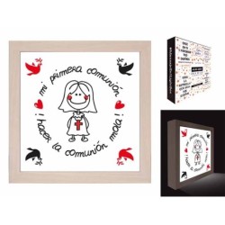 NUEVA CAJA LUZ , HACER LA COMUNION MOLA GIRL 20 x 20 x 4 cm.