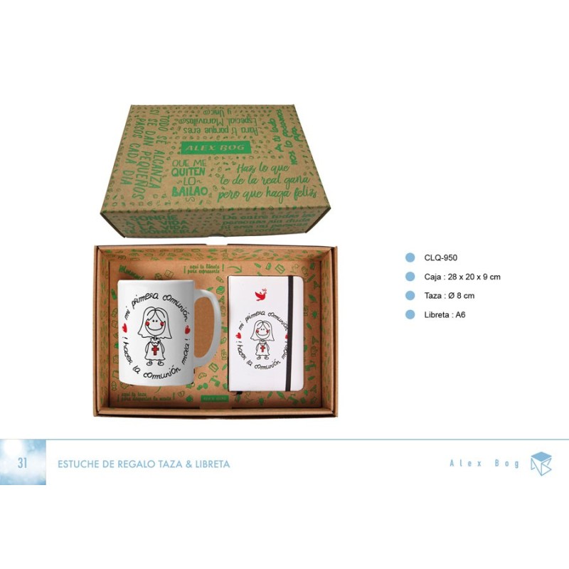 SET LIBRETA Y MUG ,HACER LA COMUNION MOLA GIRL Caja: 28 x 20 x 9 Taza: 8 � Libreta: A6 SET LIBRETA Y MUG ,HACER LA COMUNION MOLA GIRL Caja: 28 x 20 x 9 Taza: 8 � Libreta: A6
