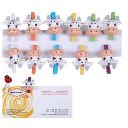 PACK DE 12 PINZAS COL.(LA VACA QUE RIE) Blister: 6 x 10 x 1 cm Unid.: 2 x 1,5 x 2 cm