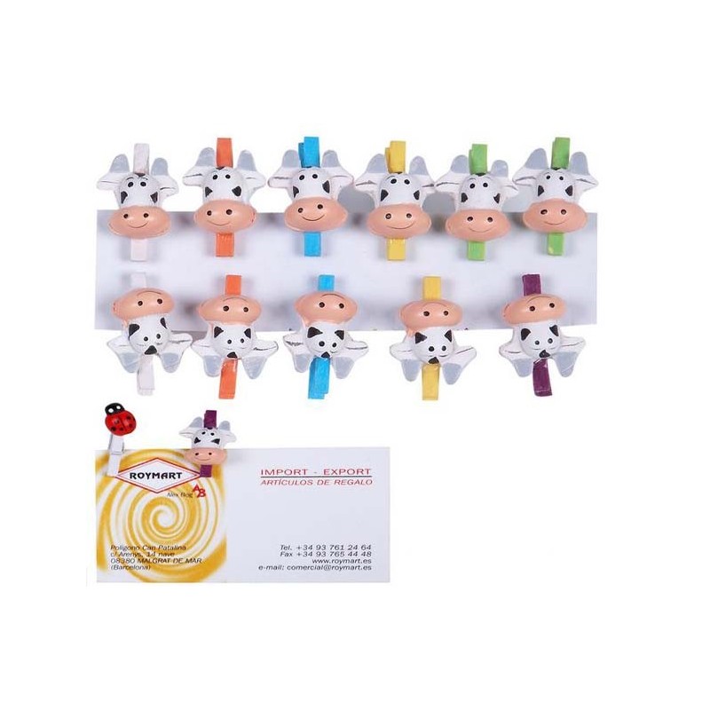 PACK DE 12 PINZAS COL.(LA VACA QUE RIE) Blister: 6 x 10 x 1 cm Unid.: 2 x 1,5 x 2 cm PACK DE 12 PINZAS COL.(LA VACA QUE RIE) Blister: 6 x 10 x 1 cm Unid.: 2 x 1,5 x 2 cm
