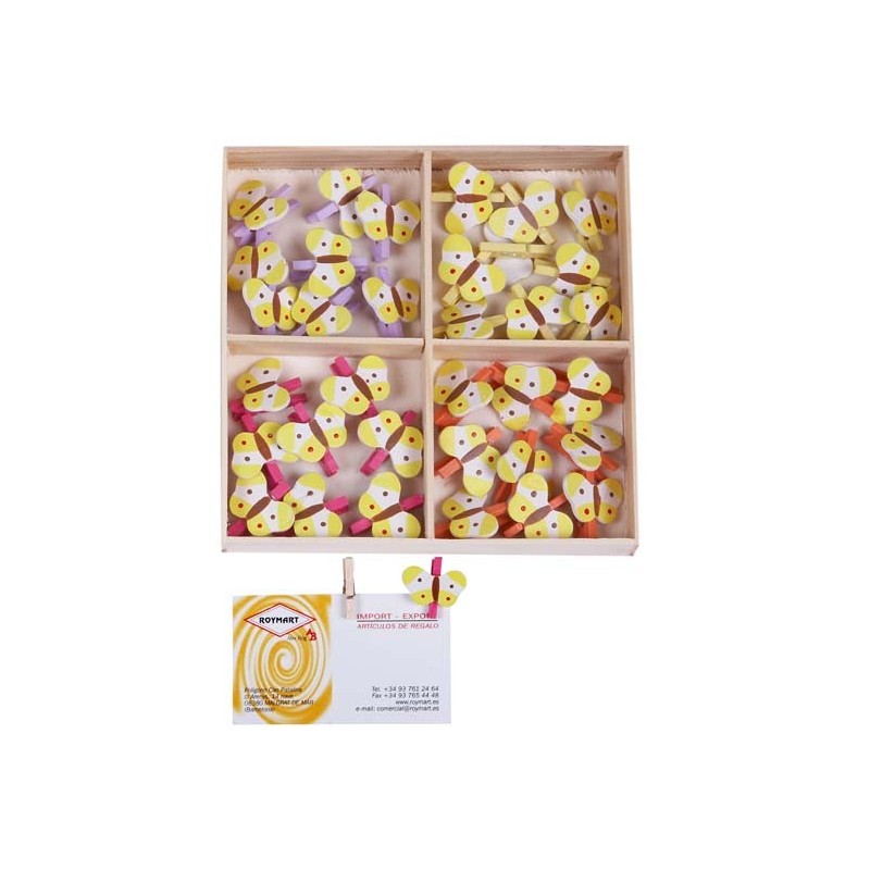 SET 72 PINZAS DE 4 COLORES C/MARIPOSA Blister: 13,5 x 13,5 x 2,5 cm SET 72 PINZAS DE 4 COLORES C/MARIPOSA Blister: 13,5 x 13,5 x 2,5 cm