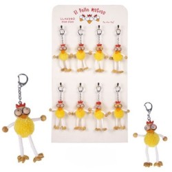 EXP.48 LLAVEROS POM POM (EL POLLO MATIAS) Exp.:50 x 26,5 x 2 cm Und.: 16 x 8 x 3 cm
