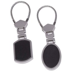 LLAVERO METAL Y PIEL NEGRO, MOD SURT 10 x 2,5 x 0,5 cm