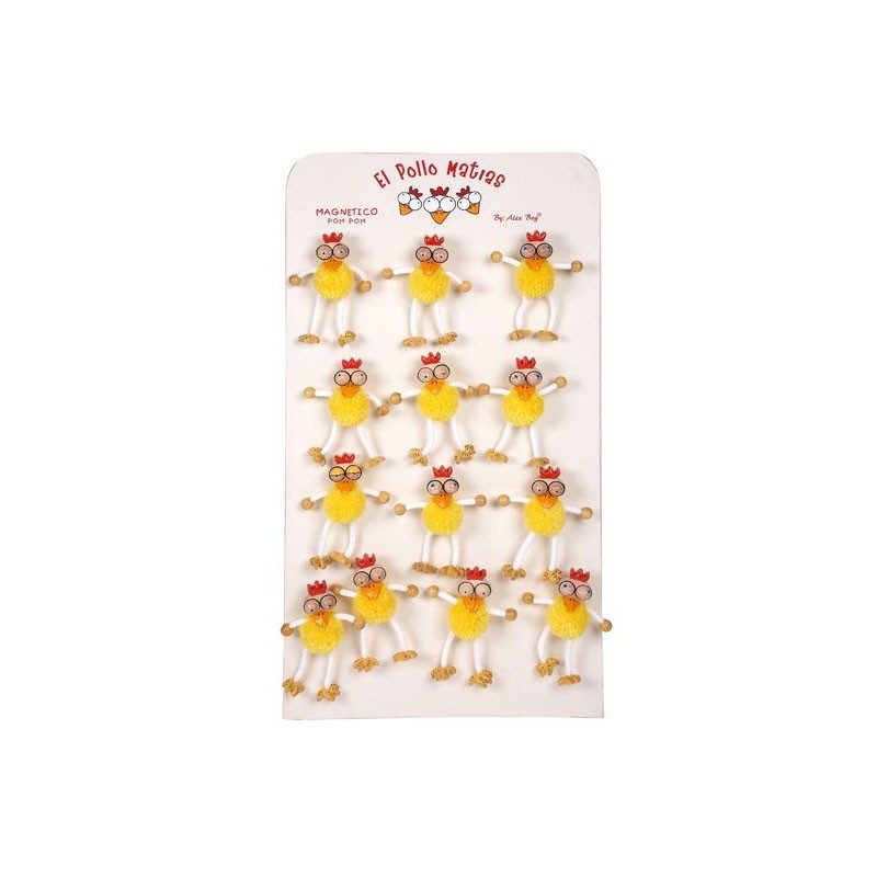 EXP.36 MAGNETICOS POM POM (EL POLLO MATIAS) Exp.:50 x 26,5 x 1 cm Und. 19 x 2,5 cm x 3,5 cm EXP.36 MAGNETICOS POM POM (EL POLLO MATIAS) Exp.:50 x 26,5 x 1 cm Und. 19 x 2,5 cm x 3,5 cm