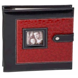 ALBUM FOTOS PEQUEÑO SIMIL PIEL ROJO Y NEGRO 5 x 22 x 24 cm