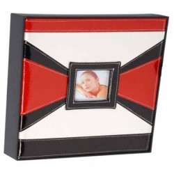 ALBUM FOTOS PEQUEÑO SIMIL PIEL BLANCO,ROJO Y NEGRO 5 x 24 x 22 cm