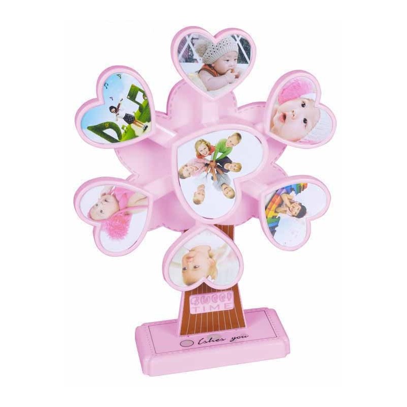 PORTAFOTOS MULTIPLE GIRO CORAZON ROSA 32 x 24 x 7,5 cm PORTAFOTOS MULTIPLE GIRO CORAZON ROSA 32 x 24 x 7,5 cm