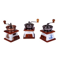 MOLINILLO CAFE CERAMICA/MADERA CUADRADO,3 MOD. 18,5 x 11 x 11 cm