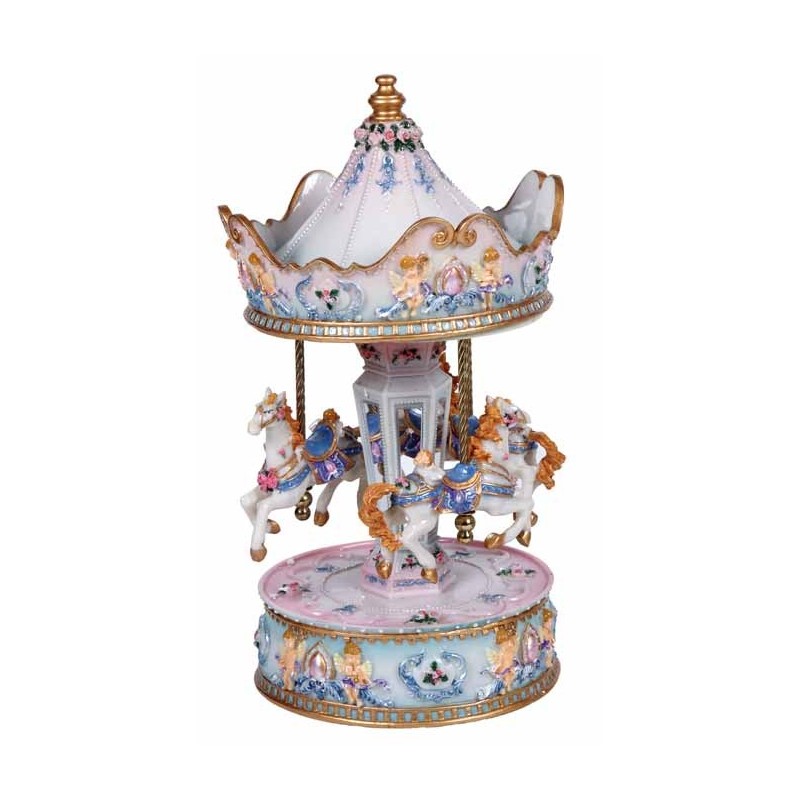 CARRUSEL MUSICAL MED. 3 WHITE HORSES PASTEL COLOR 23 x 13 x 13 cm. CARRUSEL MUSICAL MED. 3 WHITE HORSES PASTEL COLOR 23 x 13 x 13 cm.