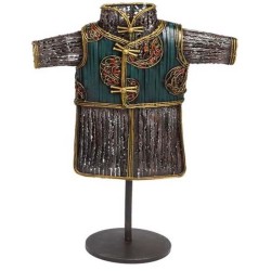 BUSTO METALICO CHINO NEGRO C/CHALECO VERDE 42 x 26 x 12 cm