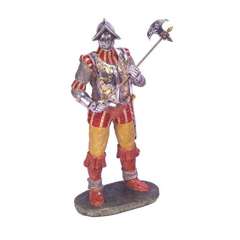 FIGURA CONQUISTADOR CASACA ROJA Y LANZA HACHA 35,5 x 16,5 x 10 cm FIGURA CONQUISTADOR CASACA ROJA Y LANZA HACHA 35,5 x 16,5 x 10 cm