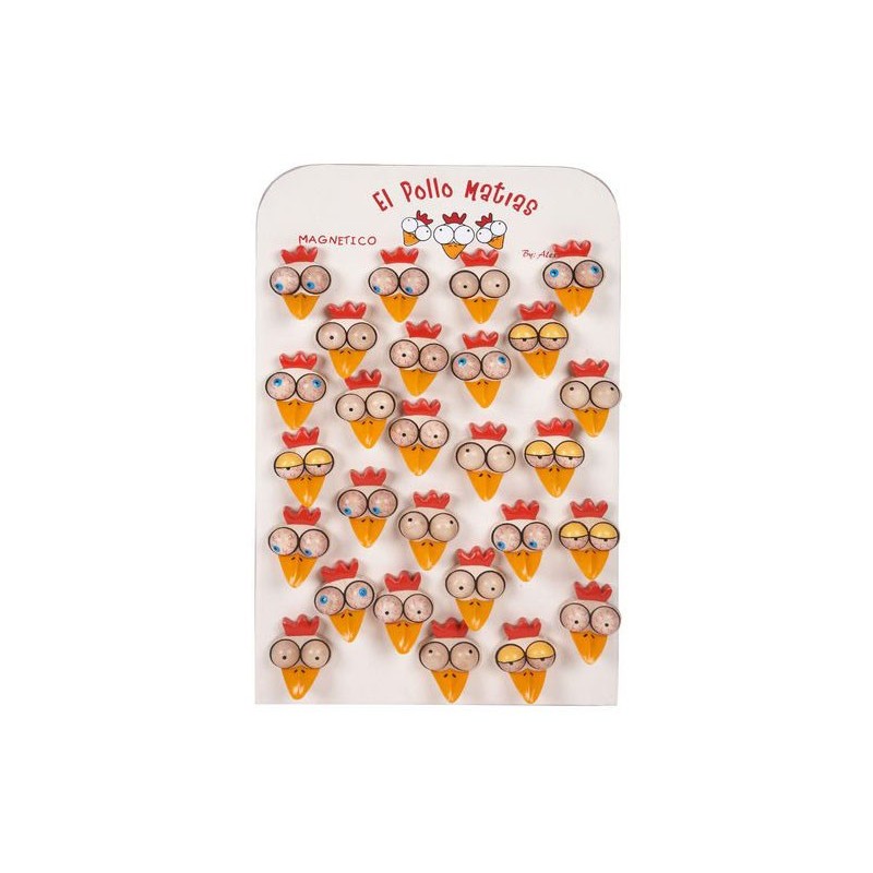 EXP.36 MAGNETICOS (EL POLLO MATIAS) Exp.:38.5 x 24,5 x 1,5 cm Und. 4 x 5 x 2 cm EXP.36 MAGNETICOS (EL POLLO MATIAS) Exp.:38.5 x 24,5 x 1,5 cm Und. 4 x 5 x 2 cm