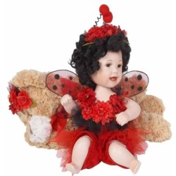HADA LADY BUG CON OSO PELUCHE 21 x 32 x 24 cm