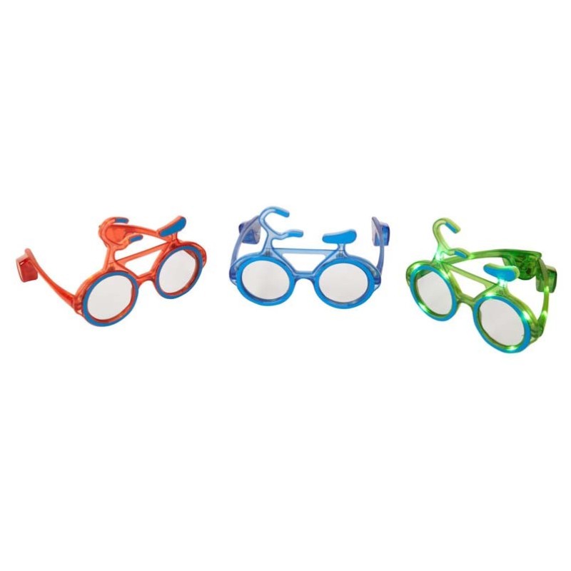GAFAS FANTASIA CON LUCES LED MOD.CICLISTA,3 COL. 11 x 15 x 15,5 cm GAFAS FANTASIA CON LUCES LED MOD.CICLISTA,3 COL. 11 x 15 x 15,5 cm